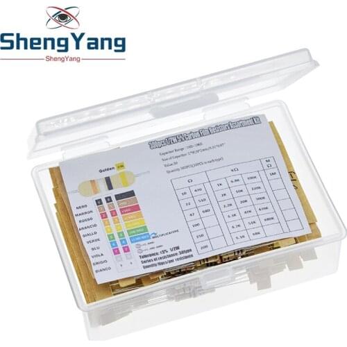 Hot Sale 300pcs 30value Rang 10ohm-1Mohm 1/2W 5% Carbon Film Metal Resistors Assortment Kit Set NEW 30 Values Resistor