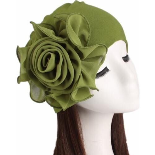 The new ethnic side big flower stretch headscarf hat elegant fashion hat confinement cap night cap hair care headwear cap SP034