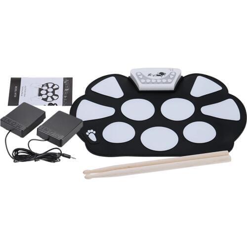 HOT SALE Portable Electronic Roll up Drum Pad Kit Silicon Foldable with Stick Music Instruments