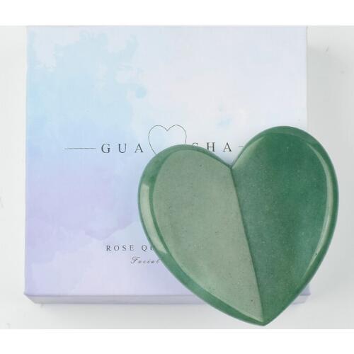Guasha Stone Natural Green Aventurine Heart Shape Gua Sha With Gift Box Acupuncture Scraper Massage Tool Face back foot massager