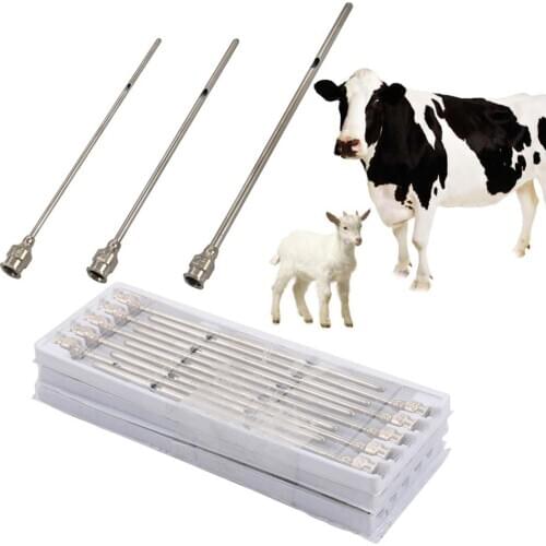 Cow Sheep Tongru Needle Milking Pass Needle Long Needles Milk Through Syringe Cow Goat Beast Filling Equipment 20 Pcs