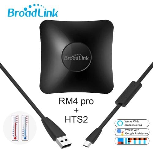 EU UK US AU Plug Broadlink RM4 Pro Smart WiFi IR RF Remote Controller Hub with HTS2 Temp and Humidity Sensor Smart Home Solution