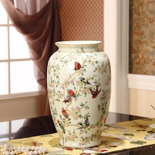 American-French Country Garden Decoration High Temperature Ceramic Vase Bird Design Living Room Point New Chinese Home Decoratio
