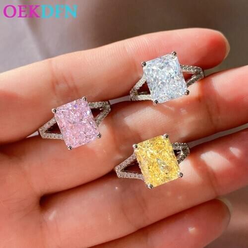 OEKDFN 925 Sterling Silver Ring For Women Pink Sapphire Citrine Created High Carbon Zircon Wedding Engagement Rings Fine Jewelry