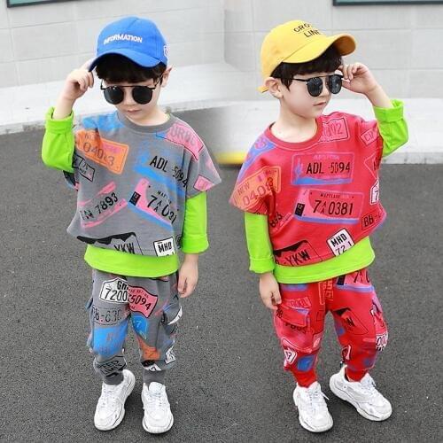 Boys Clothes Spring Autumn Clothing Set 2020 New Fashion Letters 3PCS Clothing Set For 2-9T Children Boy High Quality