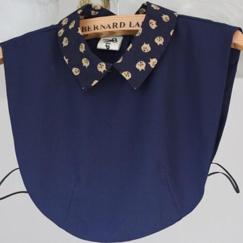 Korean Original black Owl retro female tie false blouse lattice half saving lace detachable fake collar fur retro fake collar