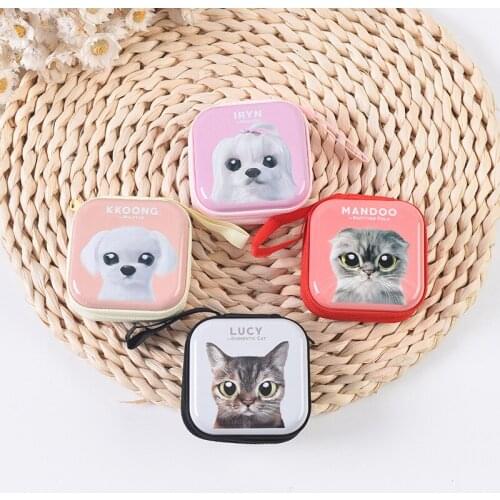 Square Cartoon Mini Bag Storage Zero Wallet Tinplate Fashion cat Coin Purse Porte Monnaie Femme Pochette Cute Wallet Little Bag