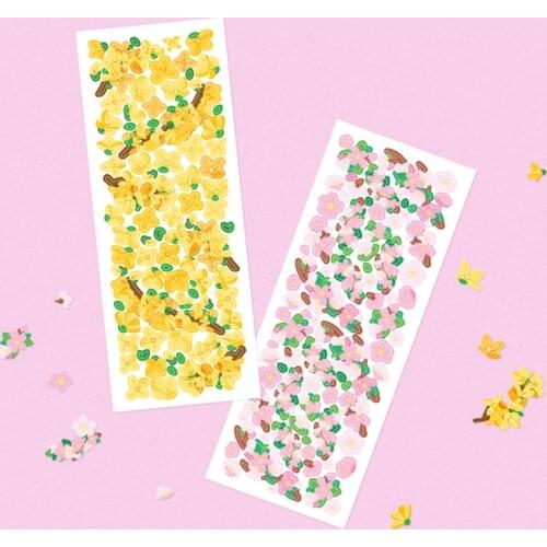 Cute Sakura Winter Spring Flower Sticker DIY Scrapbooking Journal Collage Phone Diary Album Happy Planner Gift Decoration