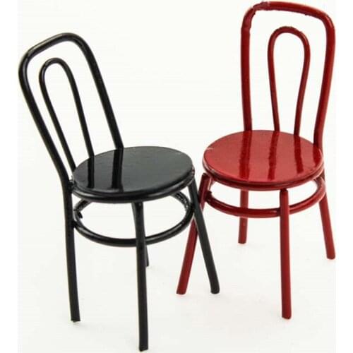 1Pcs 1/12 Doll House Miniature Metal Chair Simulation Furniture Model Toy Mini Decoration Dollhouse Accessories