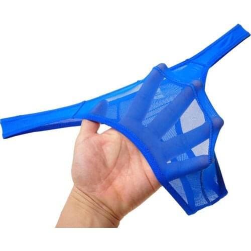 Men Ultra-thin T-Back Underwear Sexy Sheer Mesh/Smooth Ice Silk Micro Thongs Mens Sexy Breathable Underwear T-Back G-String Bri