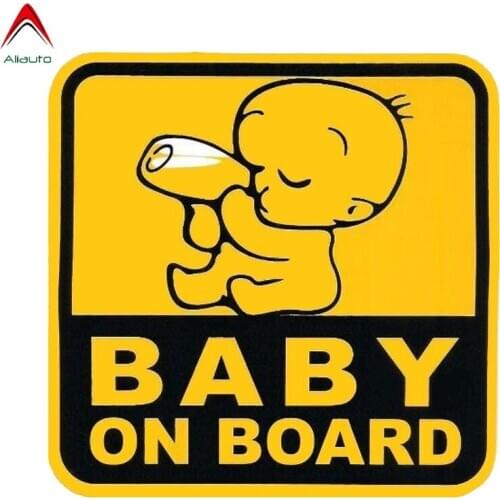 Aliauto Warning Mark Interest Reflective Car Sticker Lovely Baby Drink Milk on Board Automobile Accessories,12cm*12cm