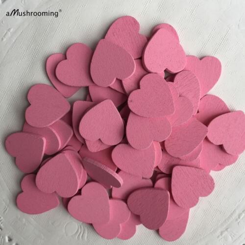 Mini Heart 50pcs Unfinished Wood Pink Heart Shape Pieces Craft Supplies Findings rustic wedding decor St Valentines Day