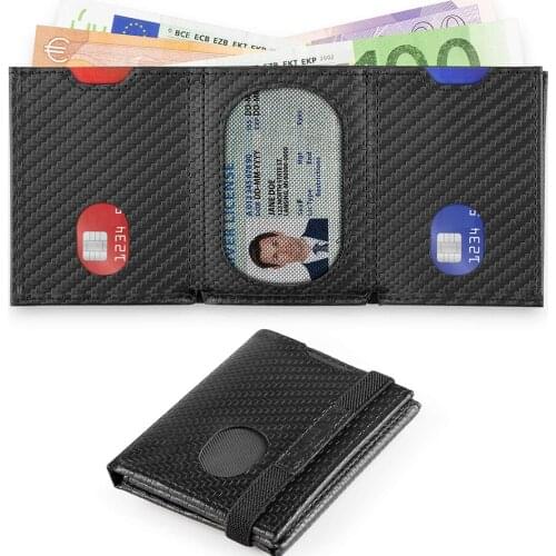 2021 New Carbon Fiber Card Holder Man Wallet Multifunctional Men Clutch Slim RFID Blocking Case Box Thin PU Leather Bag