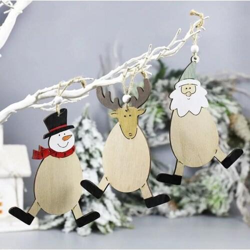 New Christmas Ornaments Wooden Old Man Snowman Pendant Christmas Tree Decoration Pendant Shopping Mall Window Decoration