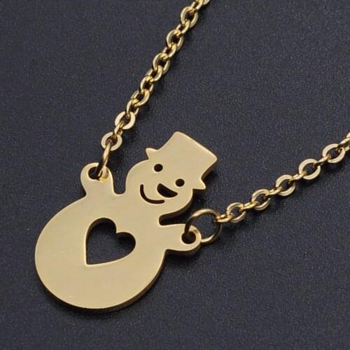 Snowman Stainless Steel Charm Necklace for Women Fashion Jewelry Necklaces Accept OEM Order Dainty Steel Necklaces Wholesale