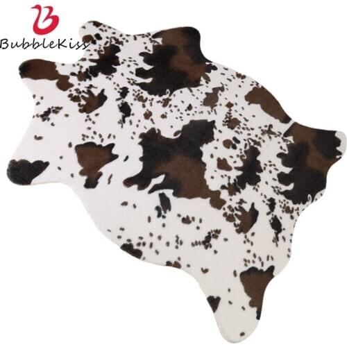 Bubble Kiss Faux Fur Rug Sexy Cows Pattern Carpet Home Door Mat Latex Non-Slip Carpets For Living Room Zebra Pattern Custom Rugs