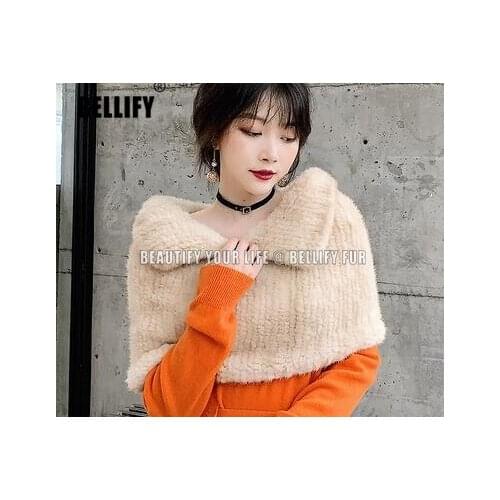 Top luxury Wedding Cape Mink fur Knit Wrap shoulder Scarves dual-use Fur shawls