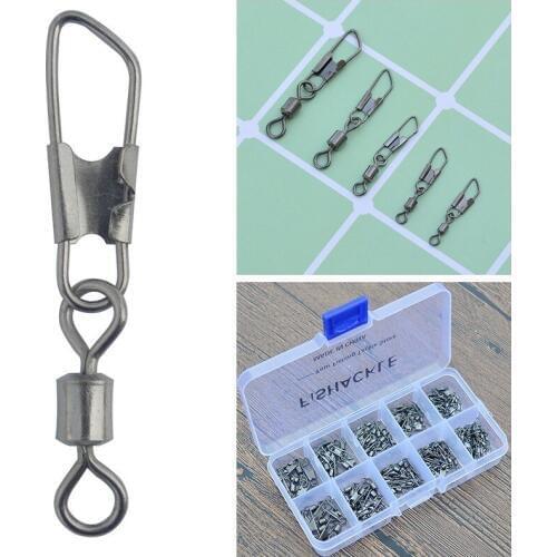 Fishing Swivel with Snap 150pcs/set Rolling Fishing Swivel with Safety Snap Stainless Steel Fishing Clips Connector Accessories