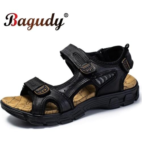Genuine Leather outdoor big size sandals men casual shoes summer Comfortable sandal Fashion Non-slip male hiking chaussure