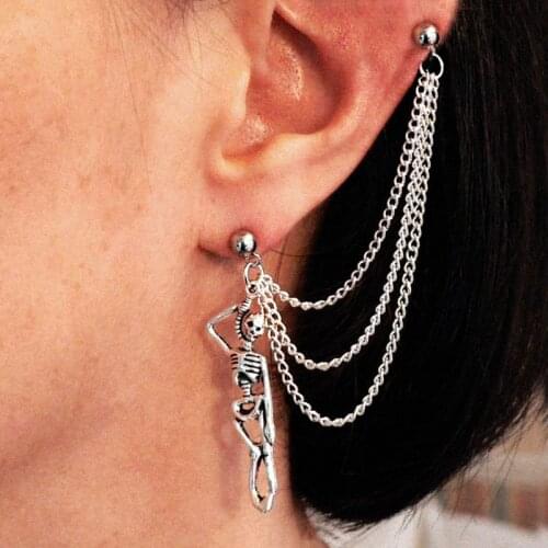 Trendy Punk Ear Piercing Studs Tragus Earring Chain Lobe Conch Cartilage Helix Piercing Stud Earrings 0.8mm 1.2mm Body Jewelry