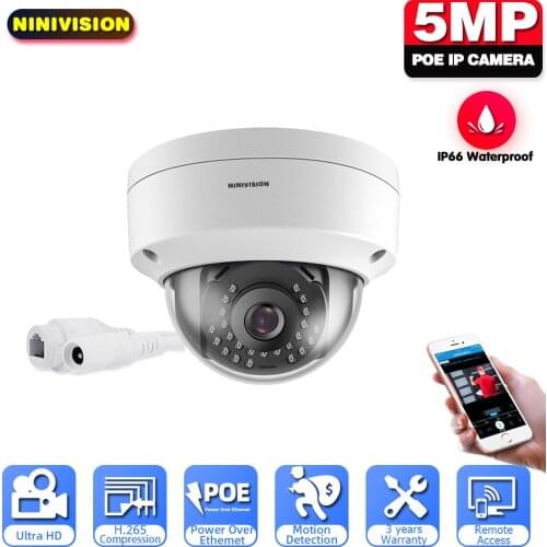 Face Detection HD POE IP Camera PoE 5MP 2592*1944P IP66 Waterproof Onvif Night Vision Dome Vandalproof Security Camera Outdoor