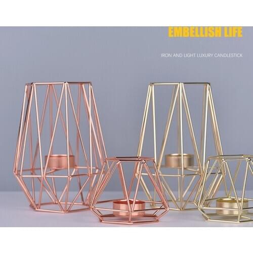 IN STOCK! Modern Design Creative Nordic Rose Gold Luxury Metal Candlestick Candlestick Gift Kitchen Wedding & Dining Home Decor