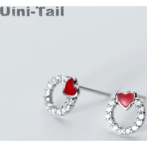 Uini-Tail hot new925 sterling silver heart circle earrings exotic ladies earrings fashion tide flow high quality hypoallergenic