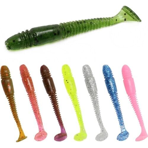 10pcs/lot Shrimp smell Worm Soft Silicone Lure Grubs Shad Artificial Rubber Baits For Fishing Bait Wobblers T Tail Swimbait