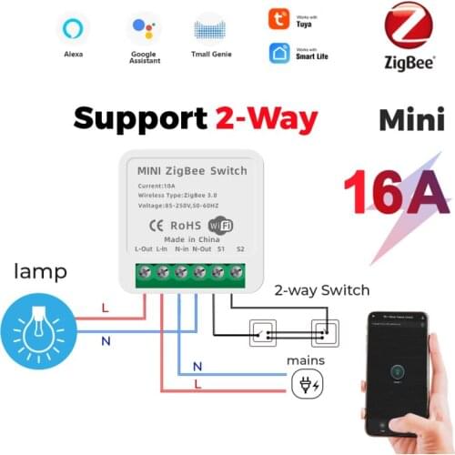 16A Mini Smart Wifi DIY Switch Supports 2 Way Control, Smart Home Universal Module, Works With Alexa Google Home Smart Life App