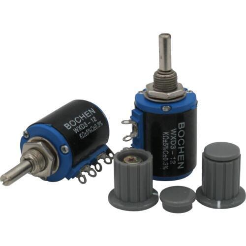 2PCS WXD3-12 2W 4K7 ohm WXD3-12-2W 4.7K 5 ring multi-circle precision wire-wound potentiometer + 2PCS knob cap (copper core)