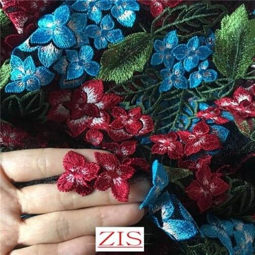 3D flower mesh embroidery lace fabric 2 colors wide140cm DIY Evening dress fashion clothing fabric