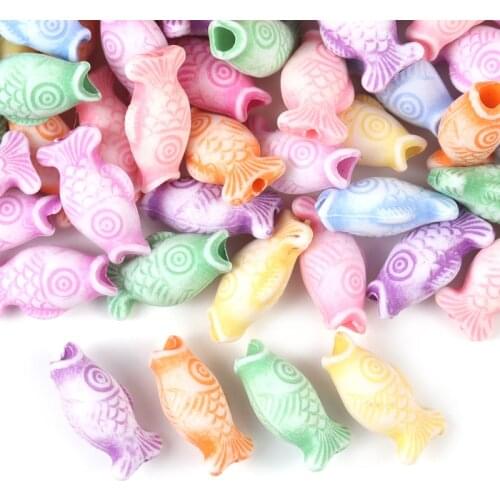 50pcs/Lot Mixed Plastic Animal Fish Spaced Beads Hair Ring For Jewelry Making DIY for Kids Woman Puzzle Handmade Charms Bracelet