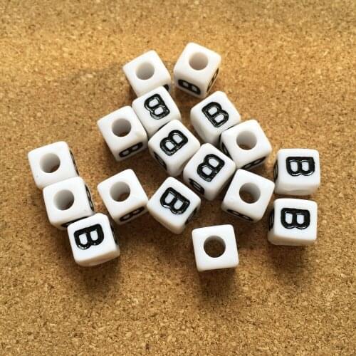 Acrylic Letter Beads 1100pcs Cube Square Alphabet Plstic Initial B Bracelet Spacer Beads Ornament Accessory Necklace Keyring DIY