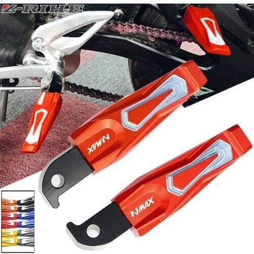 Motorcycle Accessories for NMAX logoCNC Aluminum Passenger Footrests Rear Foot Pegs For Yamaha NMAX 155 NMAX155 2015 2016 2017