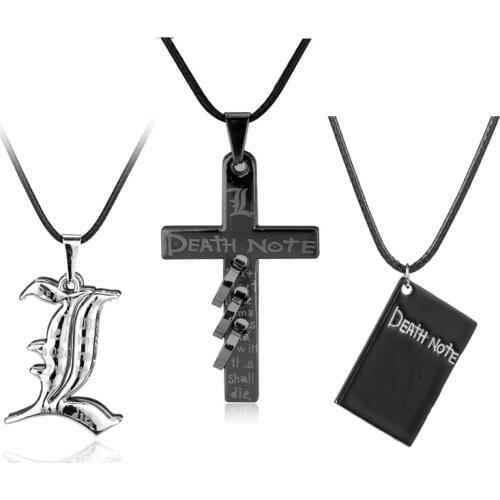 Anime Trinket Death Note Double l Yagami Non-Mainstream Necklace Men Womens Jewellery Cross Pendants Necklaces