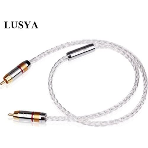 Lusya 7N OCC single crystal copper silver plated speaker audio cable Digital coaxial subwoofer audio line RCA to RCA Male T0476