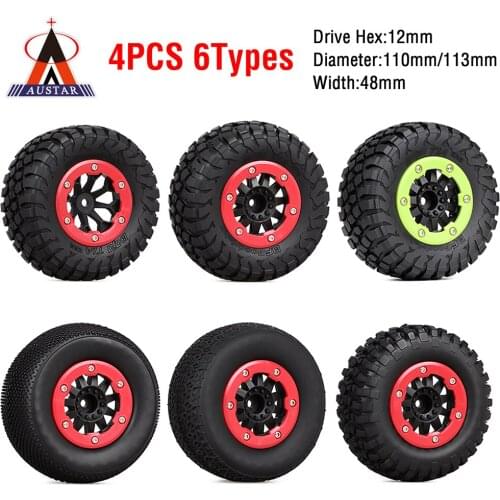 Austar 4PCS 110mm RC Car Rubber Tires Wheel for 1/10 Short Course Truck ARRMA SENTON XLH 9125 Traxxas Slash