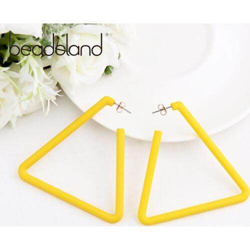 Beadsland Acetic Acrylic Hoop Earrings Triangle Design Candy Color Fashion Hiphop Woman Girl Party Festival Hot Sell Gift 40283