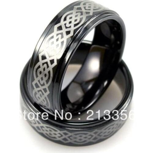 Free Shipping!Wholesales Cheap Price Promotion Sales! USA Hot Selling Mens Tungsten Black Ring With Unique Wedding Design Ring