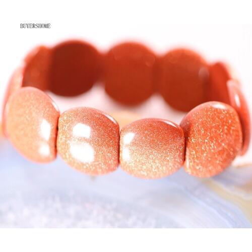 Free Shipping Handmade Jewelry Stretch Beaded Bracelet For Women Natural Stone Gold Sandstone 7" H254
