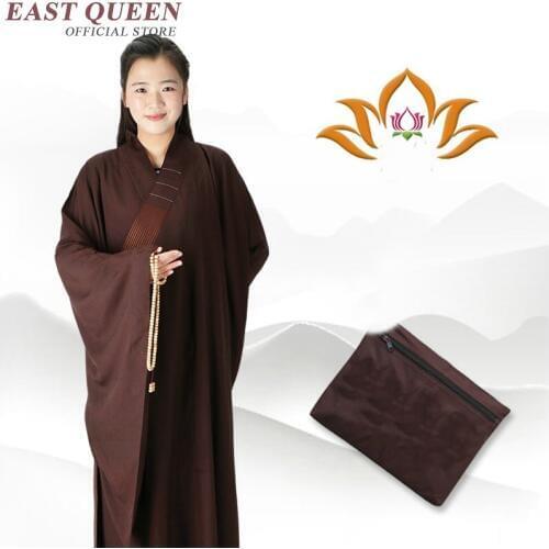 Buddhist monk clothing traditional chinese clothing zen buddhist monk robes casual black yellow Buddhist robe gown AA3901