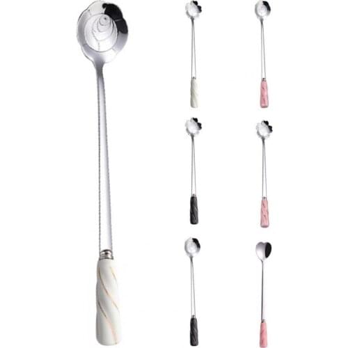 Household Scoop Easy to Store Sturdy Stainless Steel Long-lasting Durable Flower Pattern Kitchen Tableware Soup Spoons