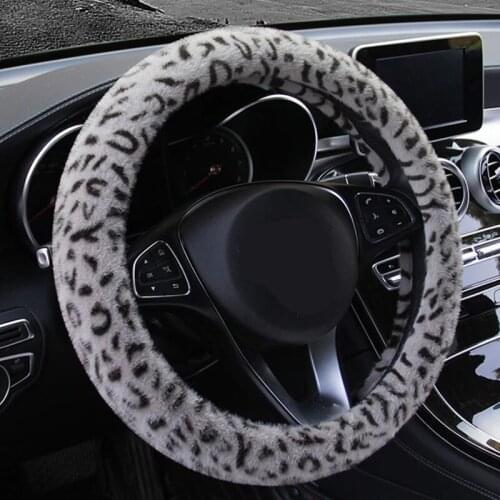 Steering Wheel Cover Printed Plush Car Assessoires Interior Steering Wheel Anti-Slip Volante Auto Pokrowiec Na Kierownice Capa