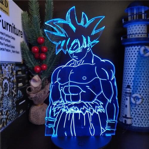 Dragon Ball LED Lamp Son Goku Ultra Instinct 3D Night Light Anime Figure Goku Manga Lampara Home Deocration Lighting DBZ Bandai