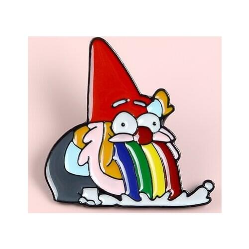 Vomitive Rainbow Santa Claus Enamel Pins Funny Gnome Animated Cartoon Strange Town Badge Brooches Lapel Pin For friends Gifts