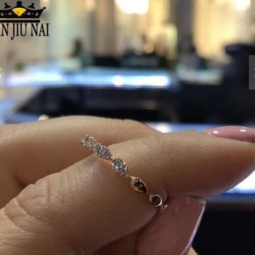 Brand Female Small Water Drop Engagement Ring Cute Luxury Gold Love Wedding Jewelry Promise Zircon Stone Rings For Women