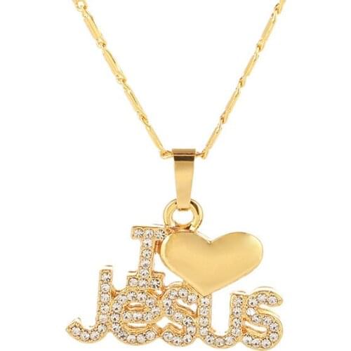 Christian Pendant Religious Letter Jesus Necklace Fashion Metal Chain Gift Christian Christmas Easter Memorial Necklace Jewelry