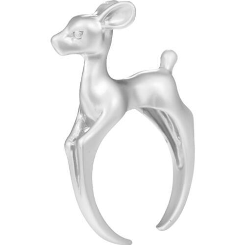 QIAMNI Lovely Handmade 3D Bambee Animal Deer Ring Jewelry for Women Girls Wedding Birthday Pet Lover Gift Boho Chic Bague Anel