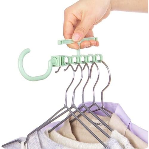 Creative Rotary With Handle Hanger Five-hole Windproof Closet Organizer Sorting Drying Clothing Hangers For Clothes Storage
