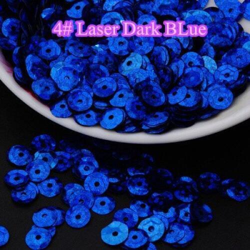 50g 8mm Cup Laser Bright Sequin Round Paillettes Sewing Hologram Sequins-Laser Dark Blue Confetti Spangles